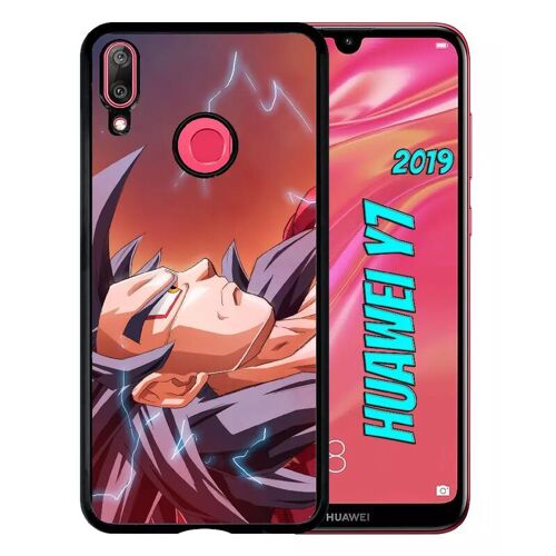 Coque Pour Huawei Y7 2019 - Dbz Goku Super Saiyan Silhouette Électrique - Noir