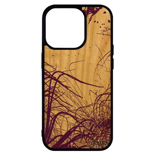 Coque iPhone 14 pro bois silicone océan mobile 1000 Go pas cher fonds marins noir nature plongée plantes marines violet mer de
