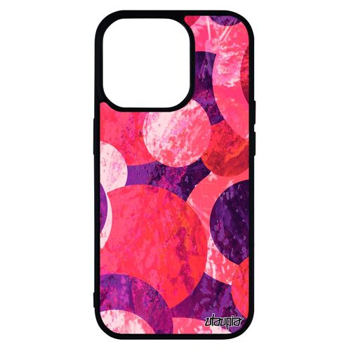 Coque iPhone 14 pro silicone peinture abstrait violet 4G effet artistique galaxie ronds de protection fond jolie design motif