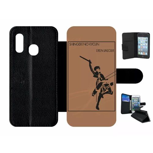 Etui À Rabat Pour Galaxy A20e - Shingeki No Kyojin Eren Jazeger - Simili-Cuir - Noir