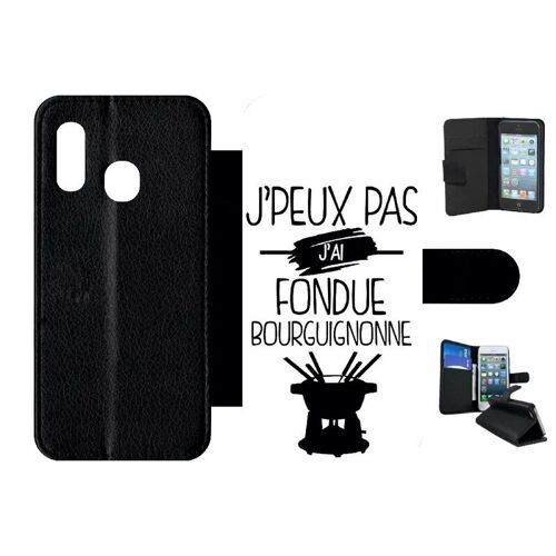 Etui À Rabat Pour Galaxy A20e - J Peux Pas J Ai Fondue Bourguignonne 1 - Simili-Cuir - Noir