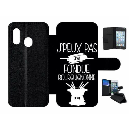 Etui À Rabat Pour Galaxy A20e - J Peux Pas J Ai Fondue Bourguignonne 2 - Simili-Cuir - Noir