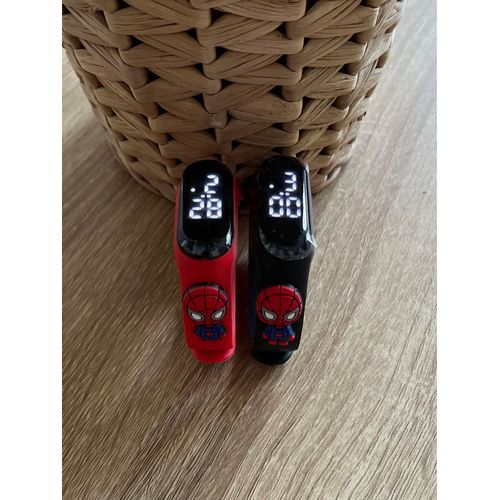 X2 Montres Spiderman Spidy Noir Et Rouge Lcd Étanche Enfant Et Adulte 