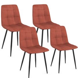 Lot de 4 chaises MILA en velours terracotta pour salle à manger