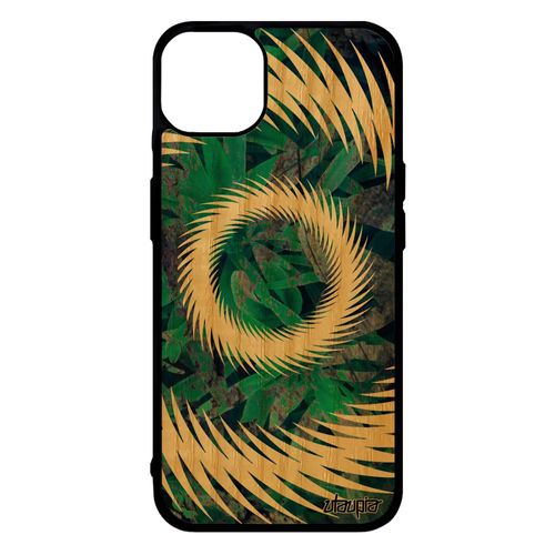 Coque Iphone 14+ Plus En Bois Silicone Mandala Personnalisé De Protection Jolie Gris Bumper Texture Solide Motif Soleil Floral