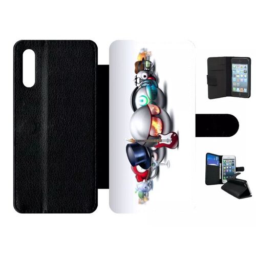 Etui À Rabat Pour Galaxy A70s - Rocking Smileys - Simili-Cuir - Noir