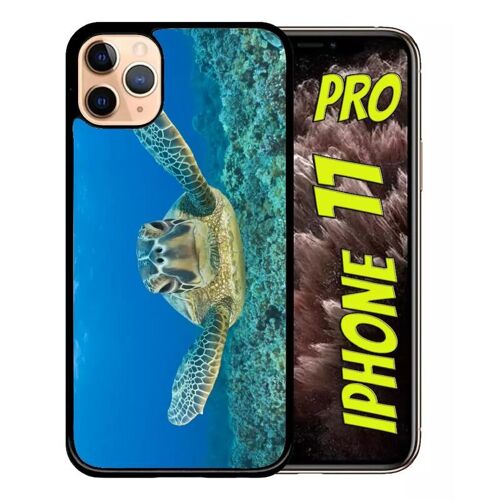Coque Pour Iphone 11 Pro - Tortue Verte D Hawai - Noir