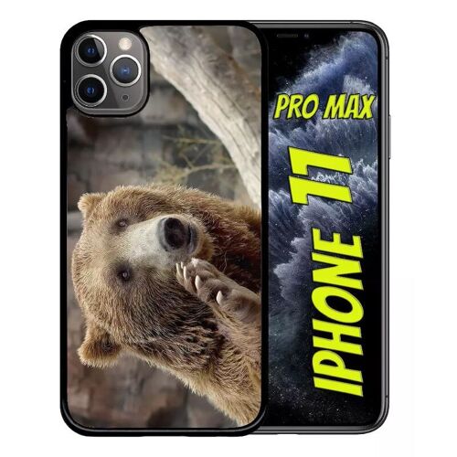 Coque Pour Iphone 11 Pro Max - Gros Ours Brun - Noir