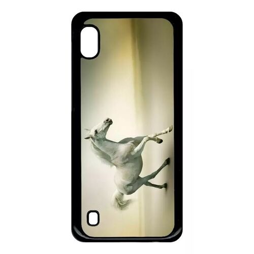 Coque Pour Galaxy A10 - Cheval Blanc En Course - Noir