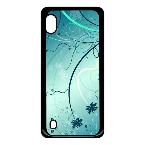 Coque pour galaxy a10 - abstrait turquoise fleur - noir