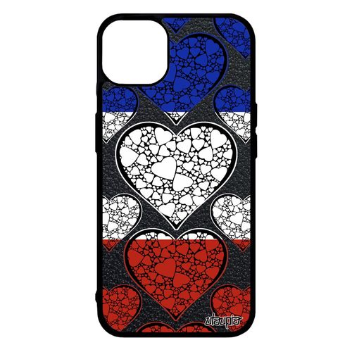 Coque Pour Iphone 14+ Plus Silicone Drapeau France Français Bleu Blanc Rouge Rugby Euro Football Tricolore Portable I Love Jo