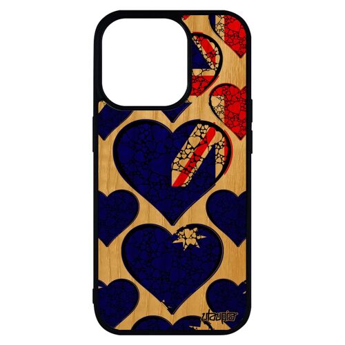 Coque En Bois Silicone Pour Iphone 14 Pro Max Drapeau Australie Australien Jo Telephone Coeur Unique I Love De Protection Foot