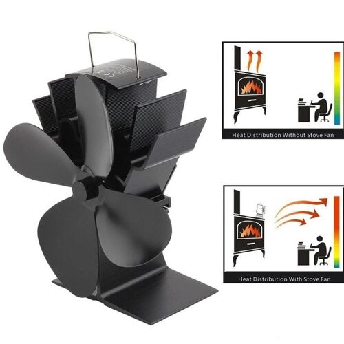 Ventilateur Poele Bois Cheminée à Ventilateur de Poêle Flue Pipe Silent Fireplace Fan for Wood/Log Burner (4 Lame)