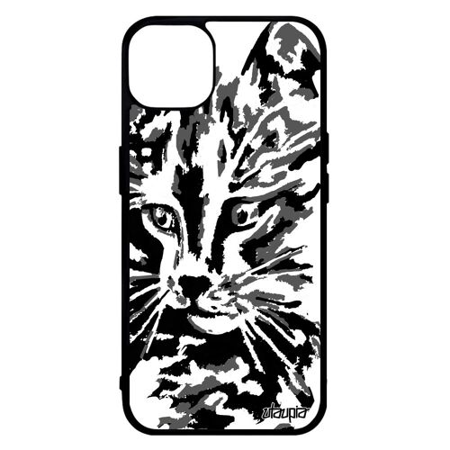 Coque Iphone 14 En Silicone Chat Noir 4g Fille Bumper Peinture De Protection Artistique Petit Chaton Dessin Mignon