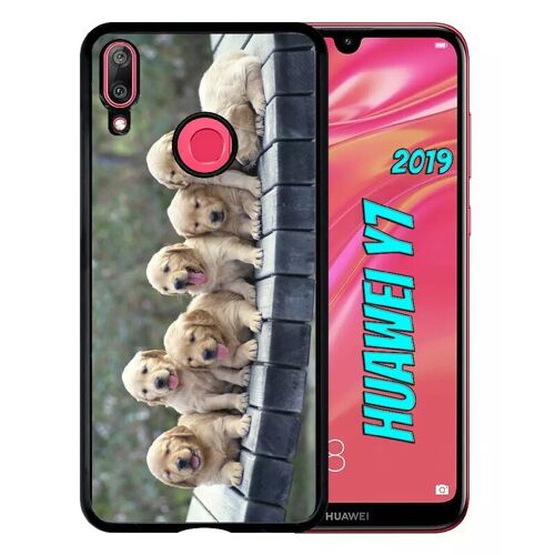 Coque Pour Huawei Y7 2019 - Chiots Golden Retriever - Noir