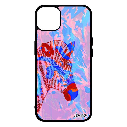 Coque Iphone 14+ Plus Silicone Zebre Cheval Azteque Africain Rayé Ethnique Noir Et Blanc Etui Kenya Tattoo Made In France
