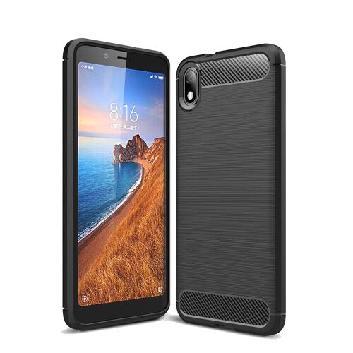 Coque Brossée Noire Xiaomi Redmi 7a Carbon Fiber Antichoc - Accessoires Pochette Case Xiaomi Redmi 7a