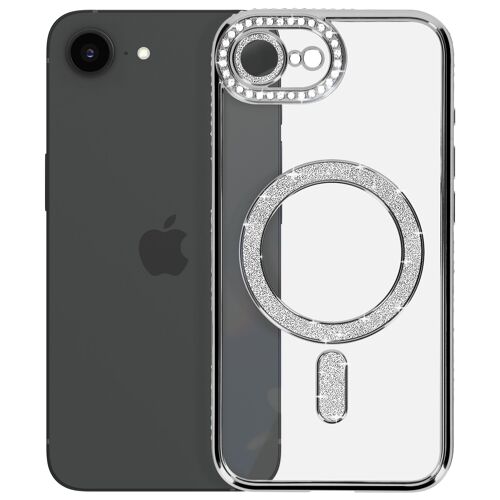 Coque Diamant pour iPhone 16e MagSafe Contour Strass Argent