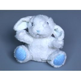 Doudou lapin blanc bleu pois Tex Baby