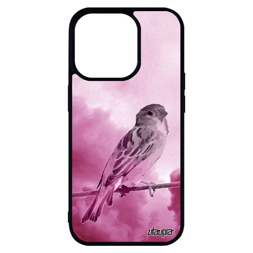 Coque oiseau pour iPhone 14 pro max silicone ciel telephone antichoc rose animaux design personnalisé petit nature nuage case