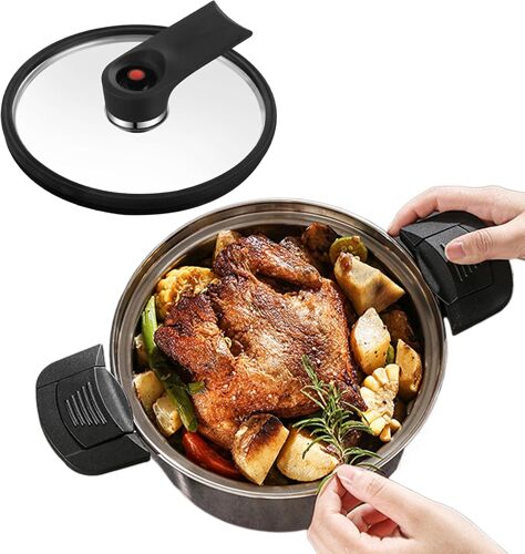 Autocuiseur en acier inoxydable pour une cuisson rapide et efficace. Batterie de cuisine ergonomique pour une cuisson efficace lors des fêtes de famille et des réunions entre amis.