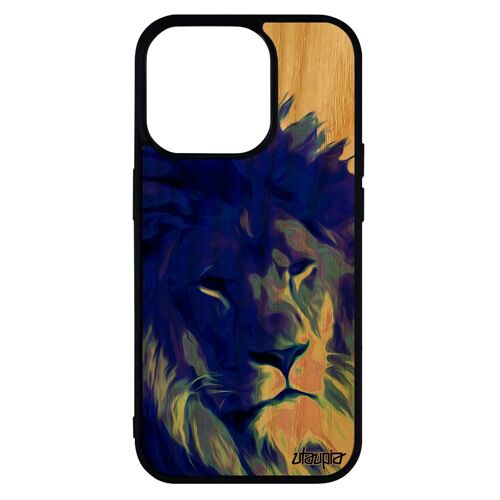 Coque Lion Iphone 14 Pro Bois Silicone Housse Savane Unique Animal Animaux Roi Lionne 4g Peinture Telephone Fauve Design Felin