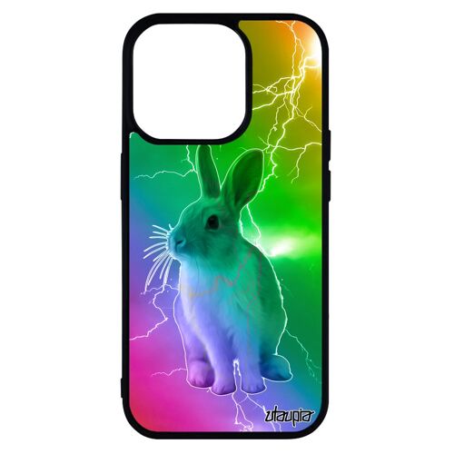 Coque Iphone 14 Pro Silicone Lapin Lièvre Etui De Paques Animaux Nain Eclair Multicolore Case Design Vert Lapine Telephone 4g