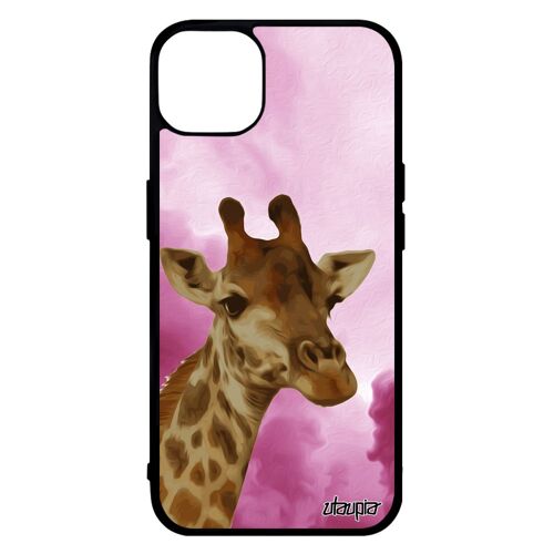 Coque Girafe Pour Iphone 14 En Silicone Tacheté Rose Design Rigide Unique Animaux Savane Antichoc Animal Case Ciel Caoutchouc