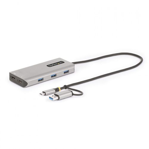 StarTech.com Adaptateur Multiport USB-C et USB-A, Double HDMI (4K/1080p) - Station d'accueil - USB-C / USB 3.2 Gen 1 - 2 x HDMI