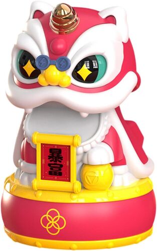 Figurine de lion dansant à énergie solaire, décoration de lion éveillé de dessin animé - Décoration de table à tête hochante automatique pour porte-bonheur et prospérité