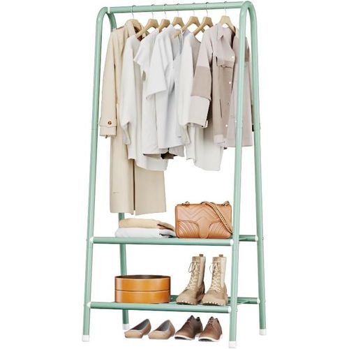 Ytseazn-Portant À Vêtements Multifonctionnel En Métal,Structure En Forme De A Avec Étagère À 2 Niveaux Pour Chambre Et Salon,Vert