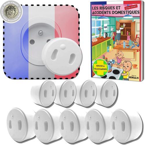 [Pack X10] Cache Prise Bebe Français [ Sans Clef Ni Adhésif]-Inventé Et Fabriqué En France-Guide Sécurité Bébé-Protection Enfant-Cache-Prise Électrique Maison Puériculture