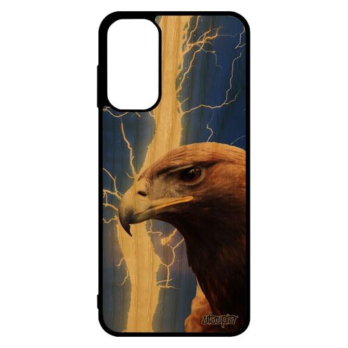 Coque M13 vrai bois silicone aigle foudre animaux cover frêne oiseau 4G bleu orage eclair royal de protection rapace Samsung galaxy
