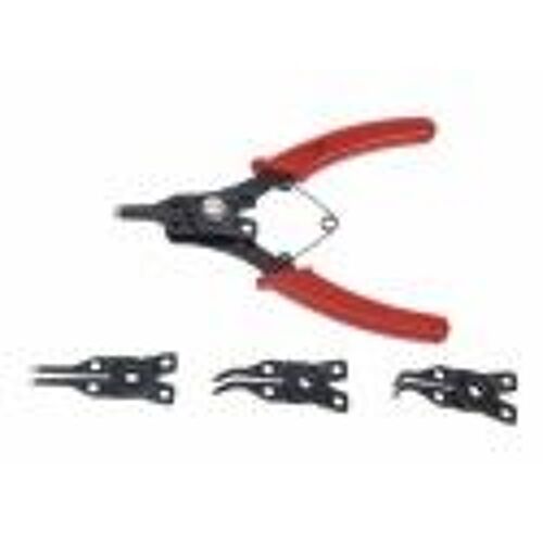 Pince à circlips 160 mm 4 en 1 tête interchangeable droite coudée BGS