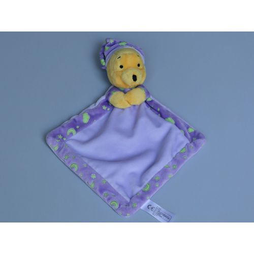 Doudou Winnie Plat Mauve Violet Vert Disney Nicotoy