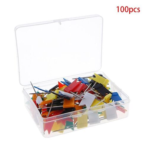 100 Pièces Mélange Couleur Drapeau Push Pins Nail Thumb Tack Carte Dessin Pin Papeterie
