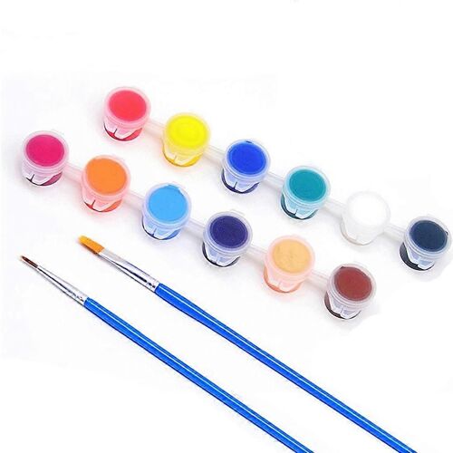 12 Couleurs Peinture Acrylique Ensemble 5ml / Boîte Diy Pigment Avec Crochet Ligne Stylo Pinceau