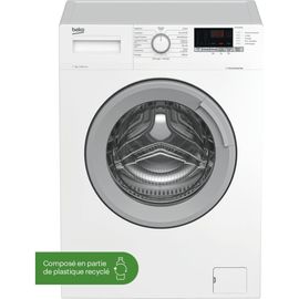 Machine à laver hublot Beko WTE7712BS1W - 60x55x84 cm (lxpxh) - 50 litres - 7 kg - 1400 tours/min - blanc avec porte argentée