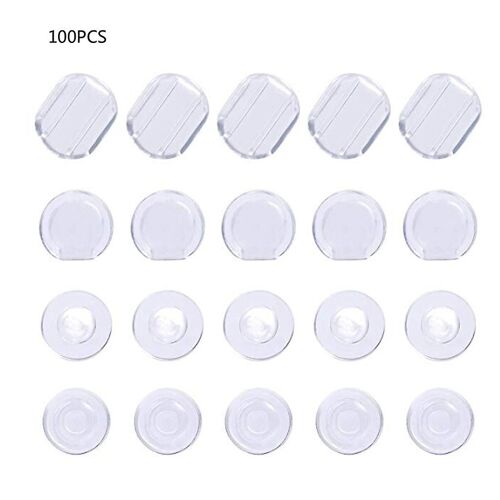 Ensemble Boucles D'oreilles En Plastique Coussins 4 Tailles Transparent Clip-On Earring Pads 100 Pcs