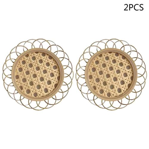 Tissé À La Main Rond Rotin Naturel Coaster Handmade Isolation Placemat Floret Shape Tea Pot Table Padding Cup Mat Bowl Pad