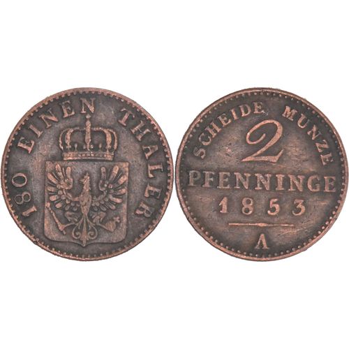 Allemagne - Prusse - 1853 - 2 Pfenninge - Frederic Guillaume Iv - Berlin (A) - 11-120