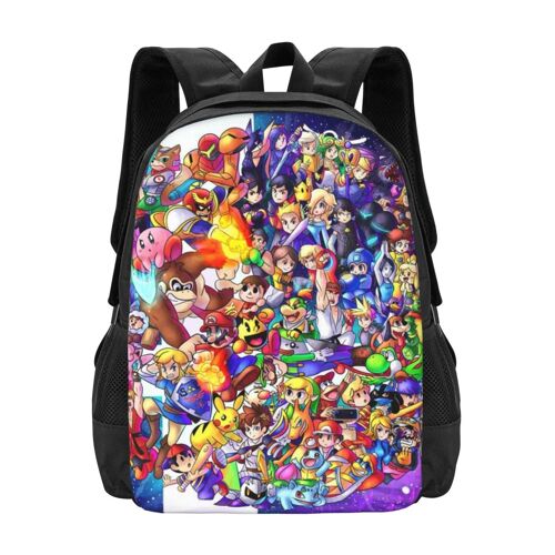 Sac à dos Super Smash Bros Ultimate, sac à dos pour ordinateur portable imprimé 3D, sac à dos léger et décontracté, sac à dos pour livres 16,5 pouces