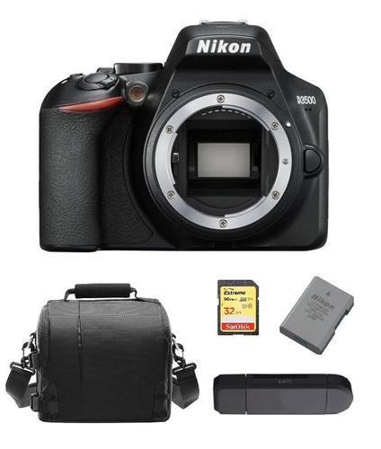 NIKON D3500 reflex 24.2 mpix Body Black + 32GB SD card + camera Bag + EN-EL14A Battery + Memory Card Reader