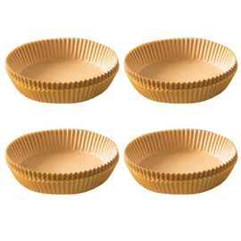 Doublures De Papier Sulfurisé Antiadhésives Pour Friteuse À Air, Doublures De Poulet, Panier, Papier Parchemin Rond Unkie, Marron, 200 Pièces