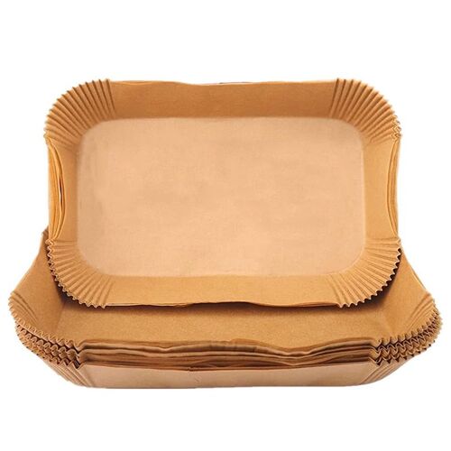 Doublures de friteuse à air rectangulaires en papier parchemin de poulet, friteuse à air, huile et eau, zone de touristes ninja, 100 pièces, 8.7 pouces