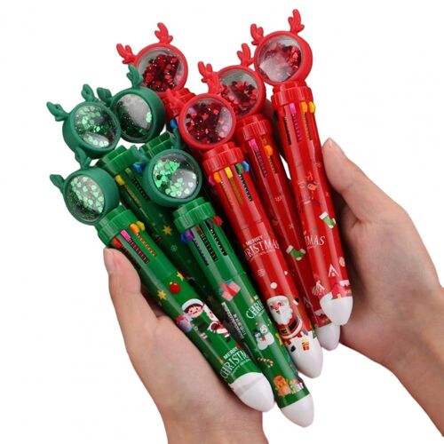 4/8pcs Noël Wapiti Pousser Stylo À Bille Rétractable Lisse Écriture Papeterie 10 Couleur Stylo D'écriture Pour Les Enfants