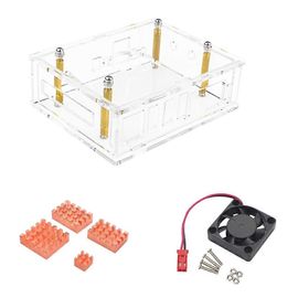 pour boîtier de carte mère Orange Pi 5 Plus - Kit de dissipateurs thermiques en aluminium pour ventilateur de refroidissement silencieux