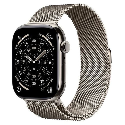 Apple Watch Series 11 (GPS + Cellular) - 46 mm - titanium naturel - Montre connectée avec bracelet milanaise - maille en acier inox - naturel - taille du bracelet : M/L - 64 Go - LTE, Wi-Fi 4...