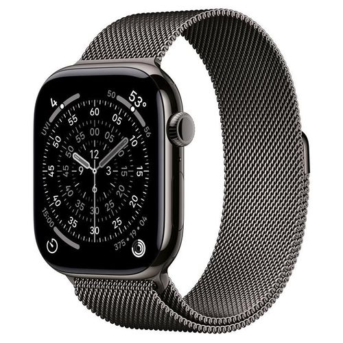 Apple Watch Series 11 GPS + Cellular 46mm Boitier en Titane Ardoise avec Bracelet Milanais Noir M/L