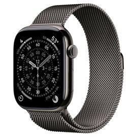 Apple Watch Series 11 GPS + Cellular 46mm Boitier en Titane Ardoise avec Bracelet Milanais Noir M/L